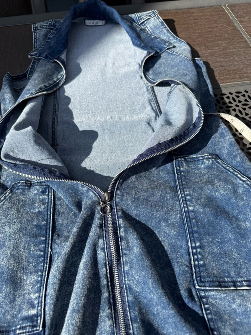 Sleeveless Blue Denim Midi Dress with Front Zip - Picture 8 of 11
